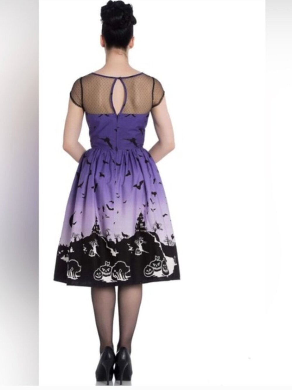 Hell Bunny Hauntly Halloween Purple Ombre Graveyard Dress Size L - Picture 5 of 14